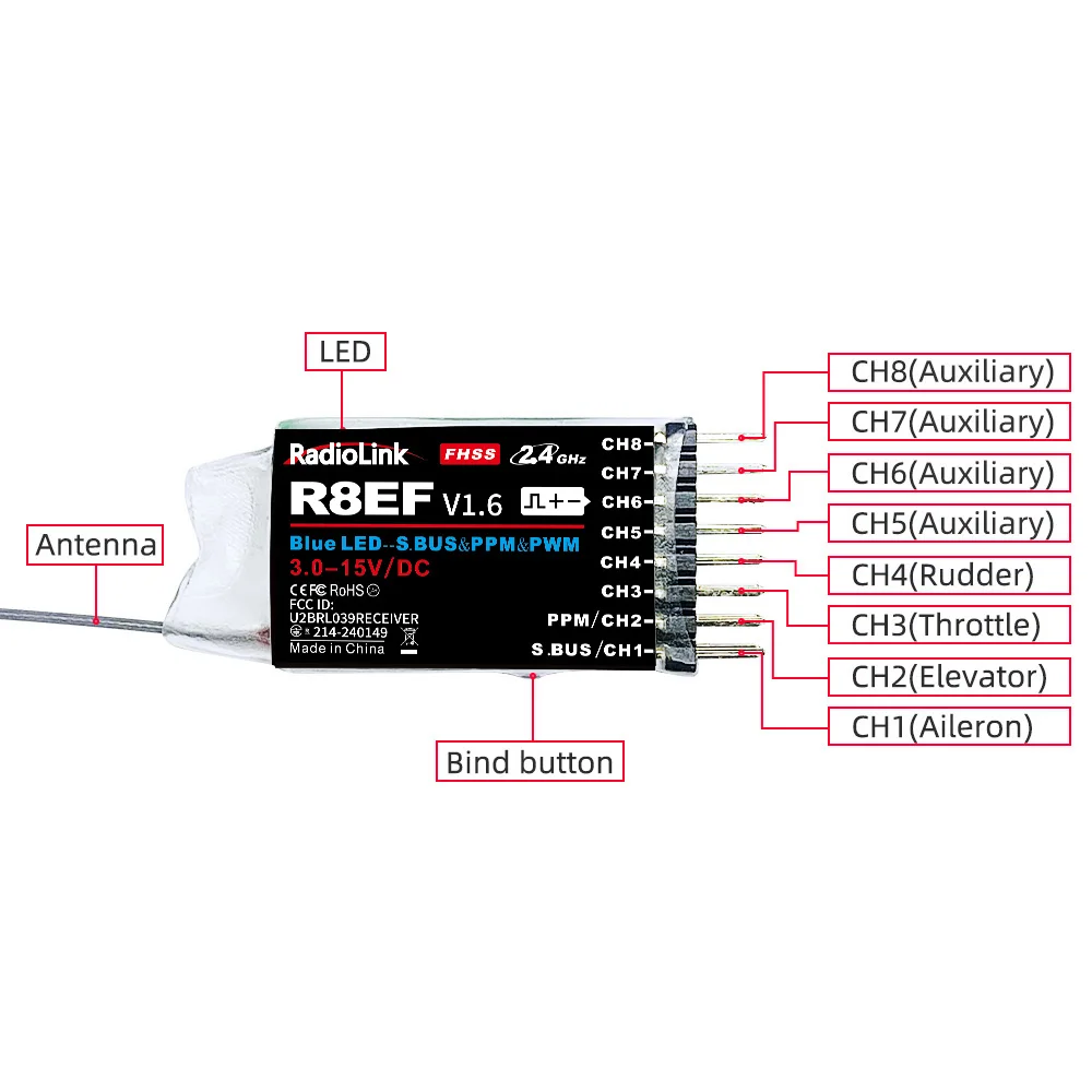 Radiolink R8EF Alıcı 2.4G 8 Ka - Receiver Sbus 8Ch incelemesi ve fiyatı